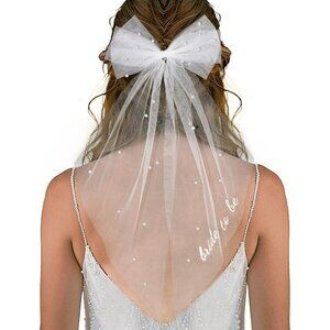 🆕 Women White Bridal Wedding Veils Bachelorette Party Accessories Hair Bow